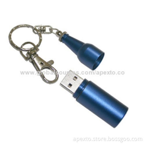 Bottle-shaped USB Flash Drive, Customized Packaging Types/Logos Accepted, 256MB to 32GB